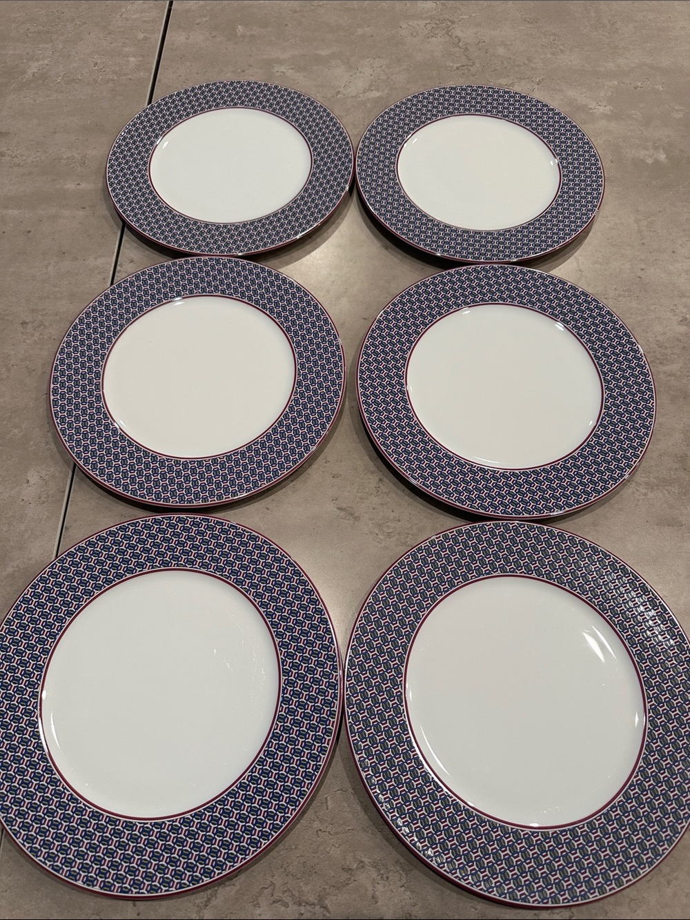 Authentic Hermes Dessert Plates with Tie Border